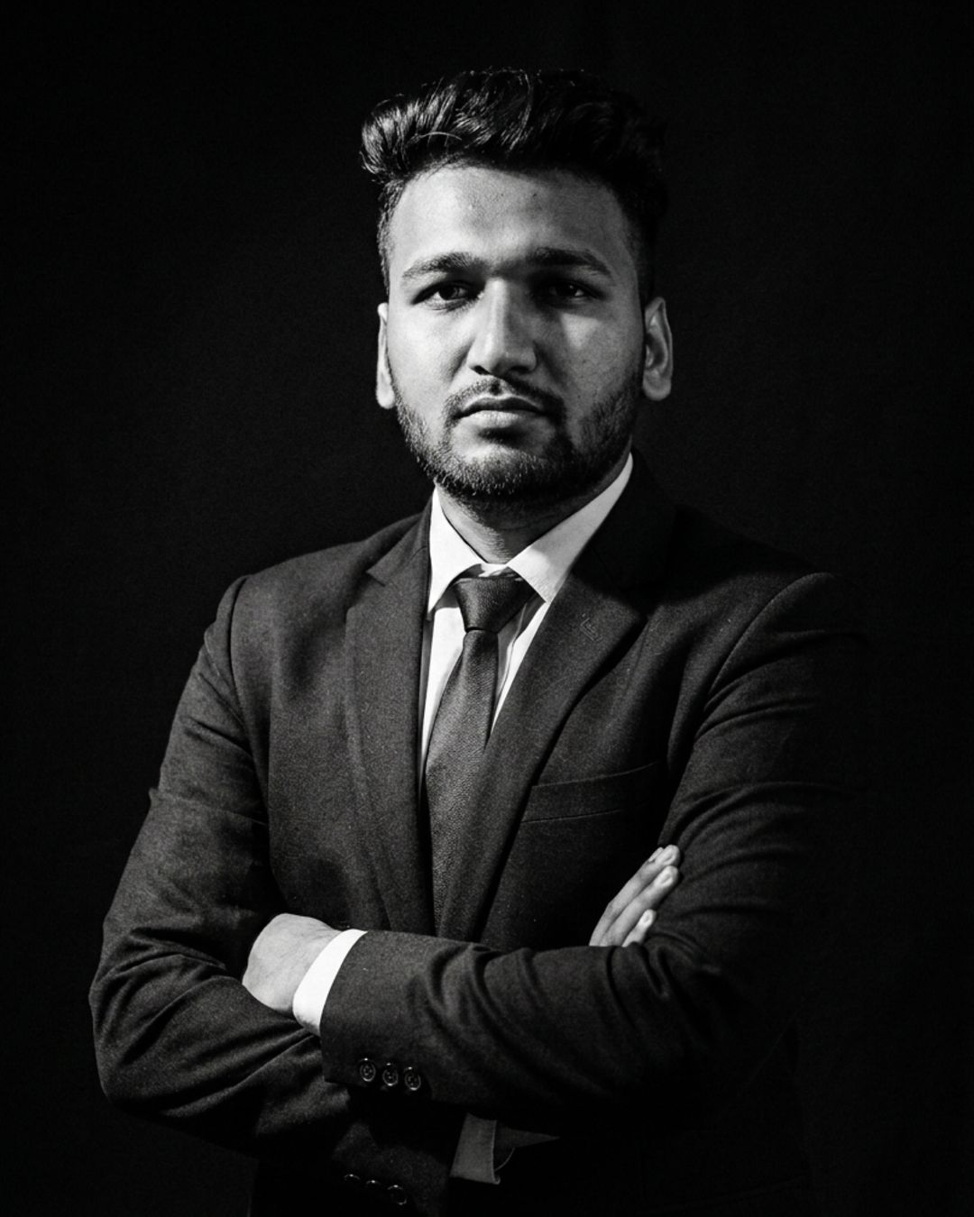 Portrait of Rakibul Islam on a dark background